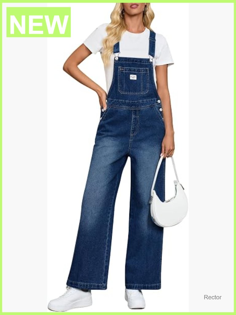 Women's Wide Leg Denim Jumpsuit Overalls With Pockets